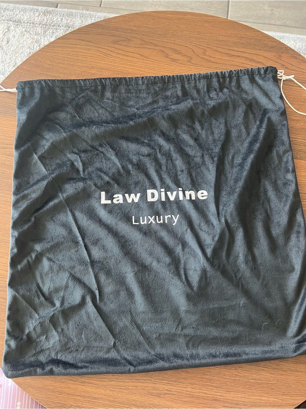 Law Divine Luxury Black Drawstring Dust Bag 20x21